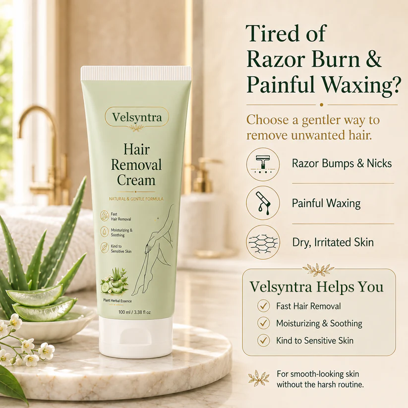 Velsyntra™ Natural Gentle Hair Removal Cream | For Women & Men, Sensitive Skin