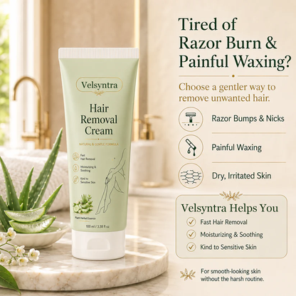 Velsyntra™ Natural Gentle Hair Removal Cream | For Women & Men, Sensitive Skin