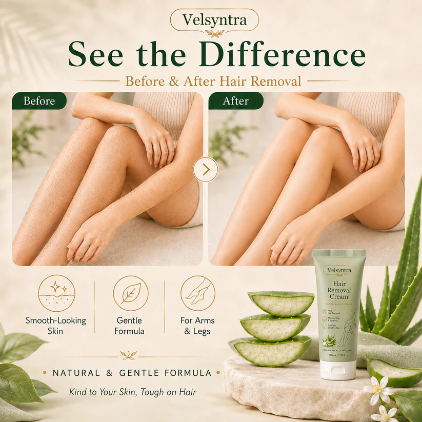 Velsyntra™ Natural Gentle Hair Removal Cream | For Women & Men, Sensitive Skin