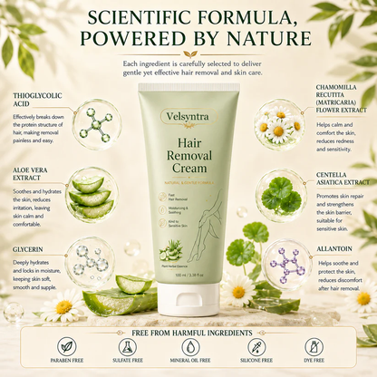 Velsyntra™ Natural Gentle Hair Removal Cream | For Women & Men, Sensitive Skin